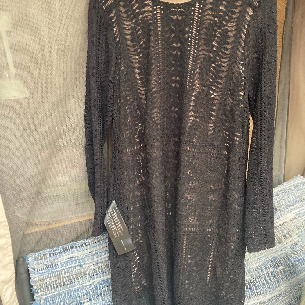 BCBGMaxAzria Black Long Sleeve Lace Dress